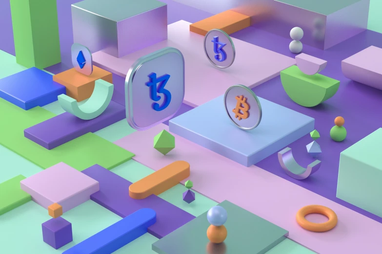 a futuristic, colorful display with numbers and symbols on it