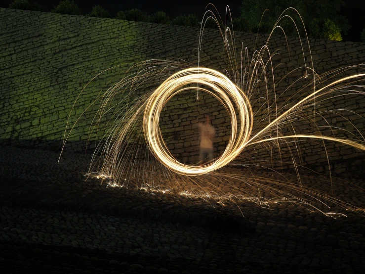 a peacock is shown with long exposure