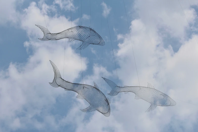 a kite with three birds in the sky