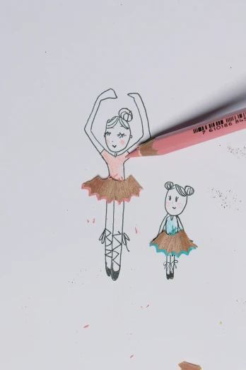 a drawing of a girl doing ballet with a pencil