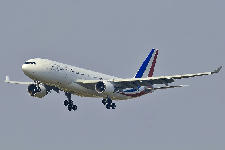 a passenger plane flying through the sky and taking off