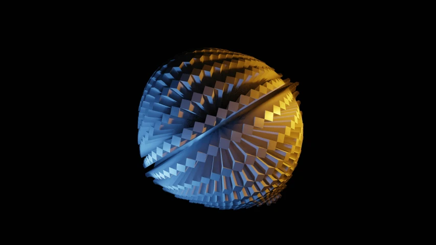 an optically designed round object against a black background