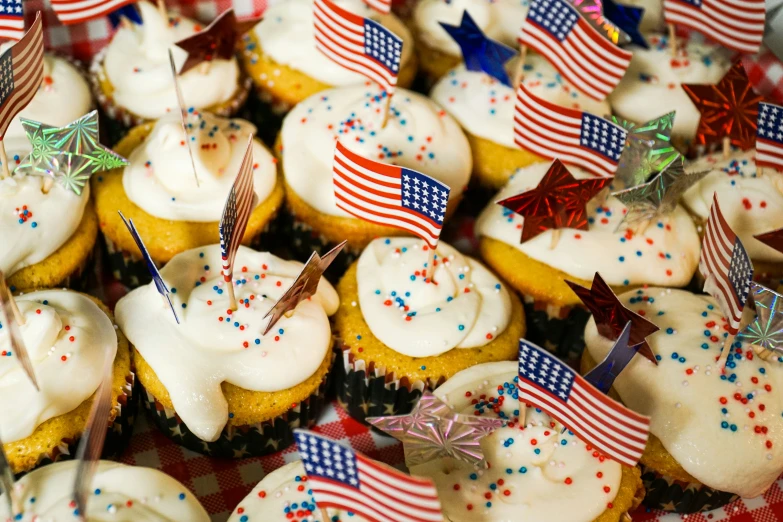 american cupcakes with stars, flags and stars on them