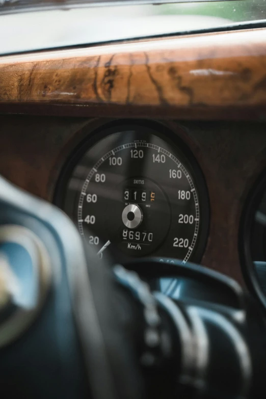 the meter of an old style car