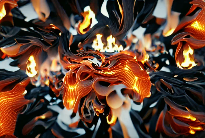 a fire pattern in orange and black
