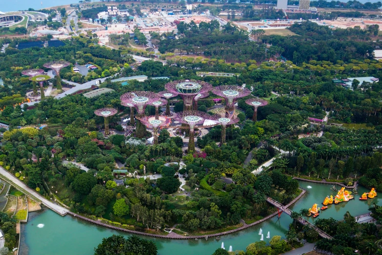 an aerial view of the park in the middle of the city