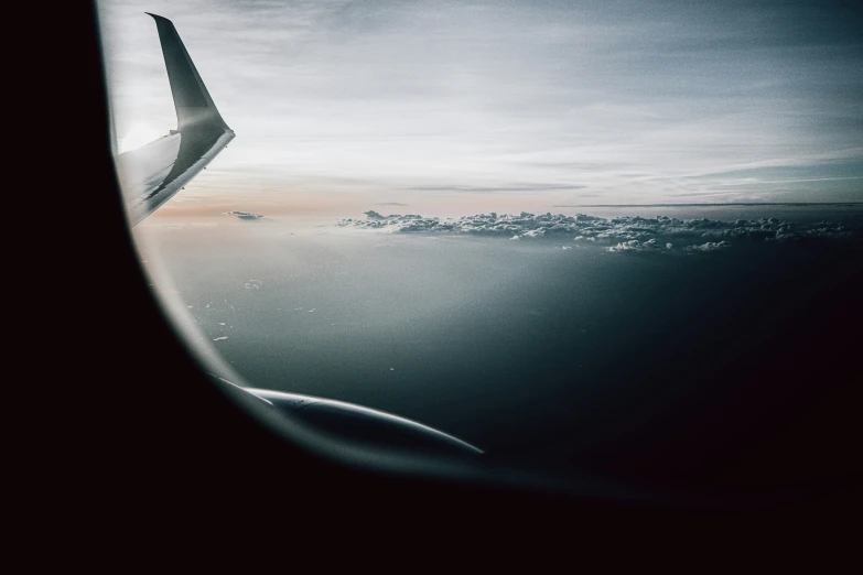 a view out of an airplane window during flight