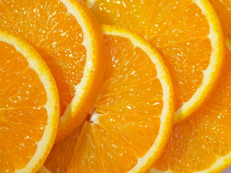 several pieces of orange are seen in this closeup