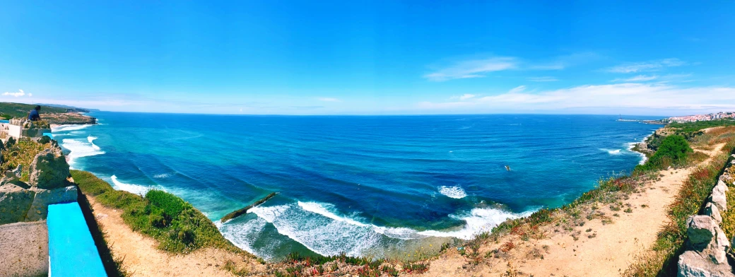 the beautiful view from an aerial viewpoint looking at a beach