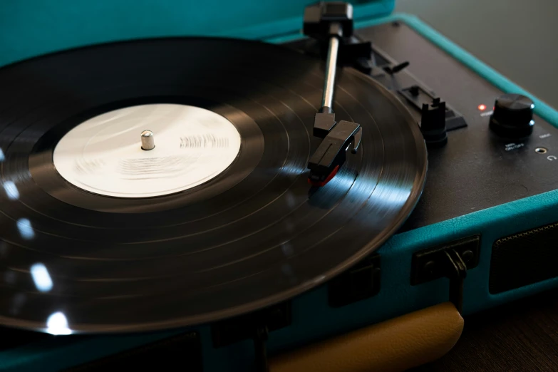 a turntable with an electric record player on it