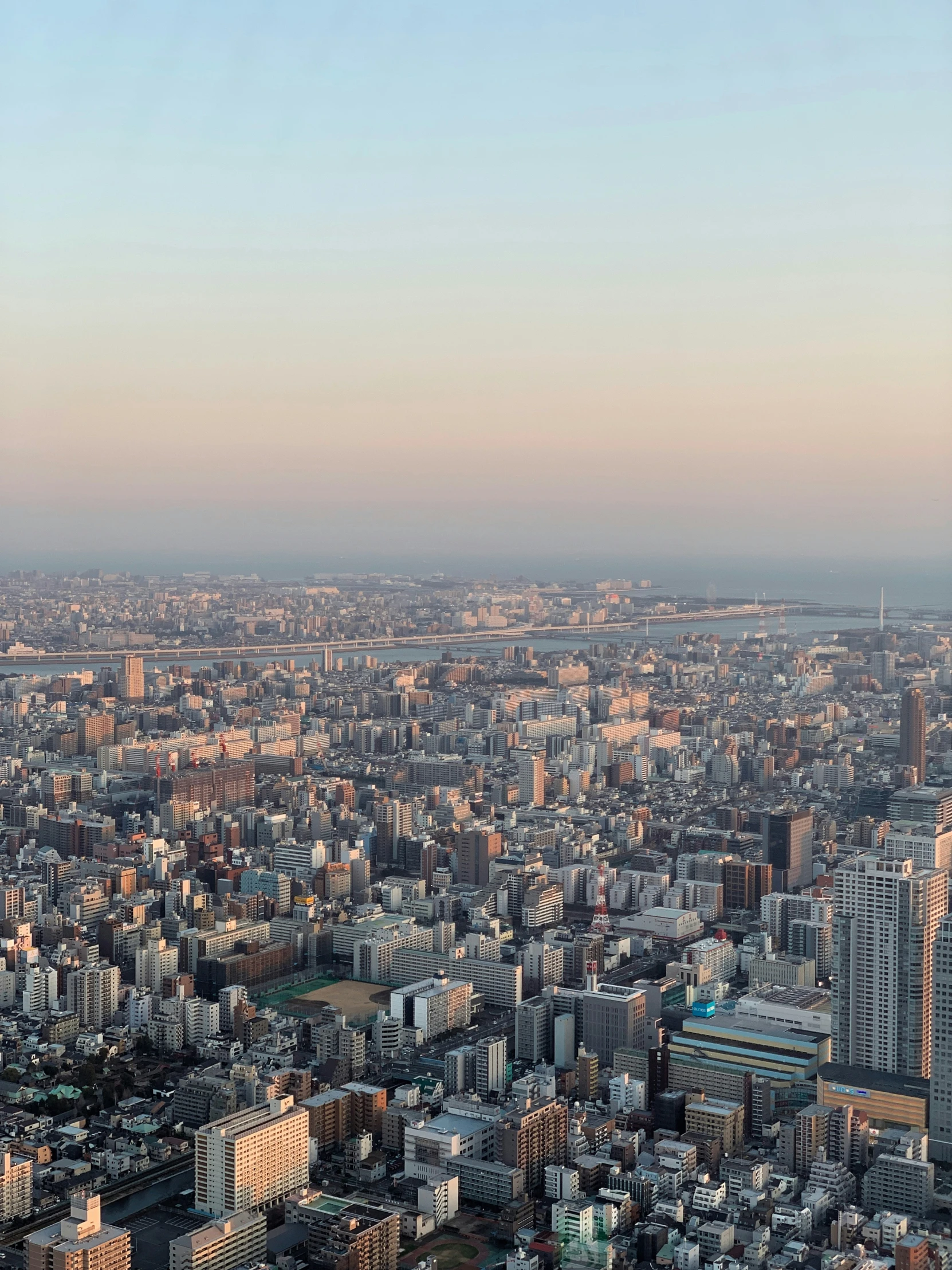 city buildings from the top of a tall building