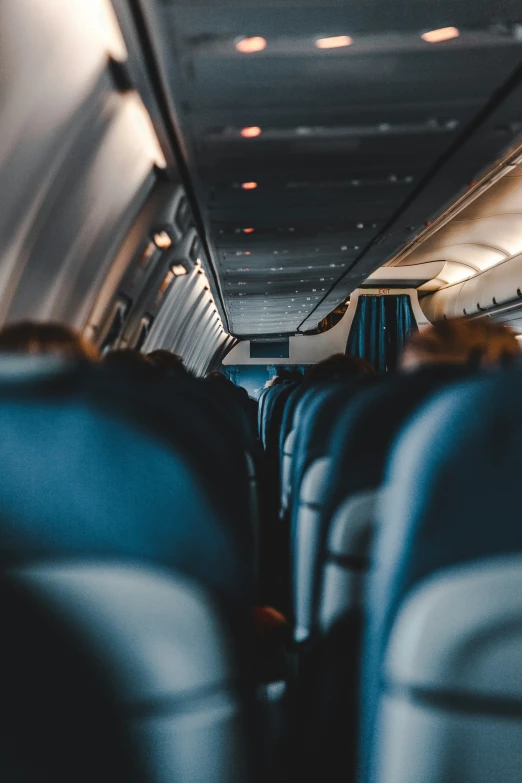 view from inside of an airplane in the passenger seat