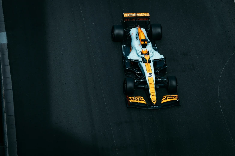 the car of indy racing is seen from above