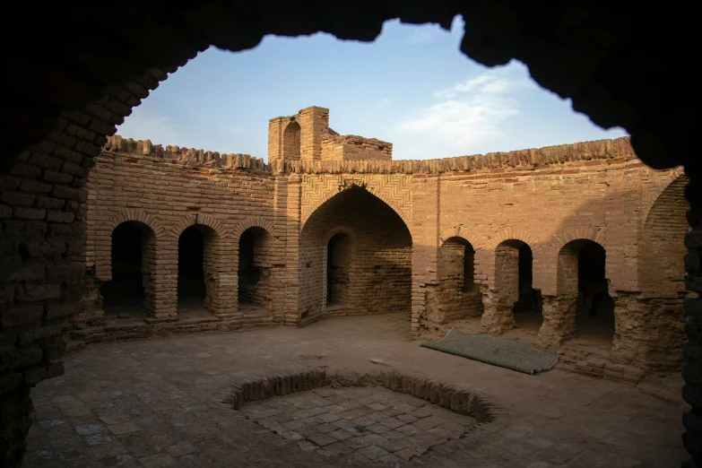 the inside of an old medieval building in ruins