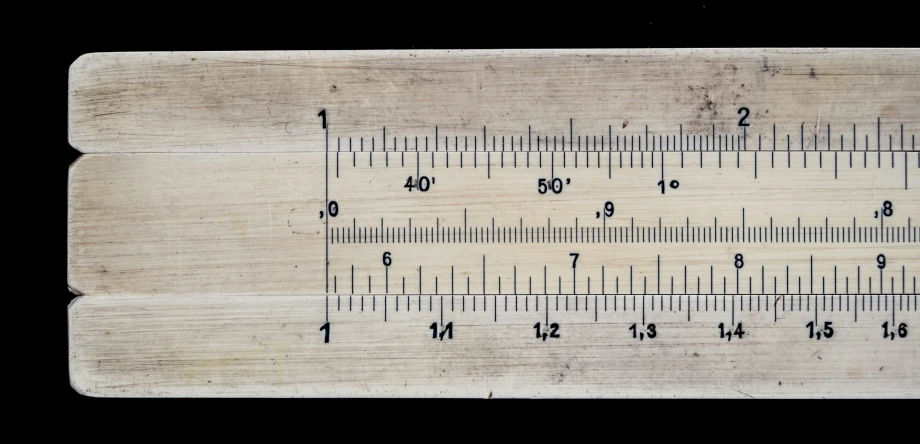 a ruler shows a height in a wooden ruler