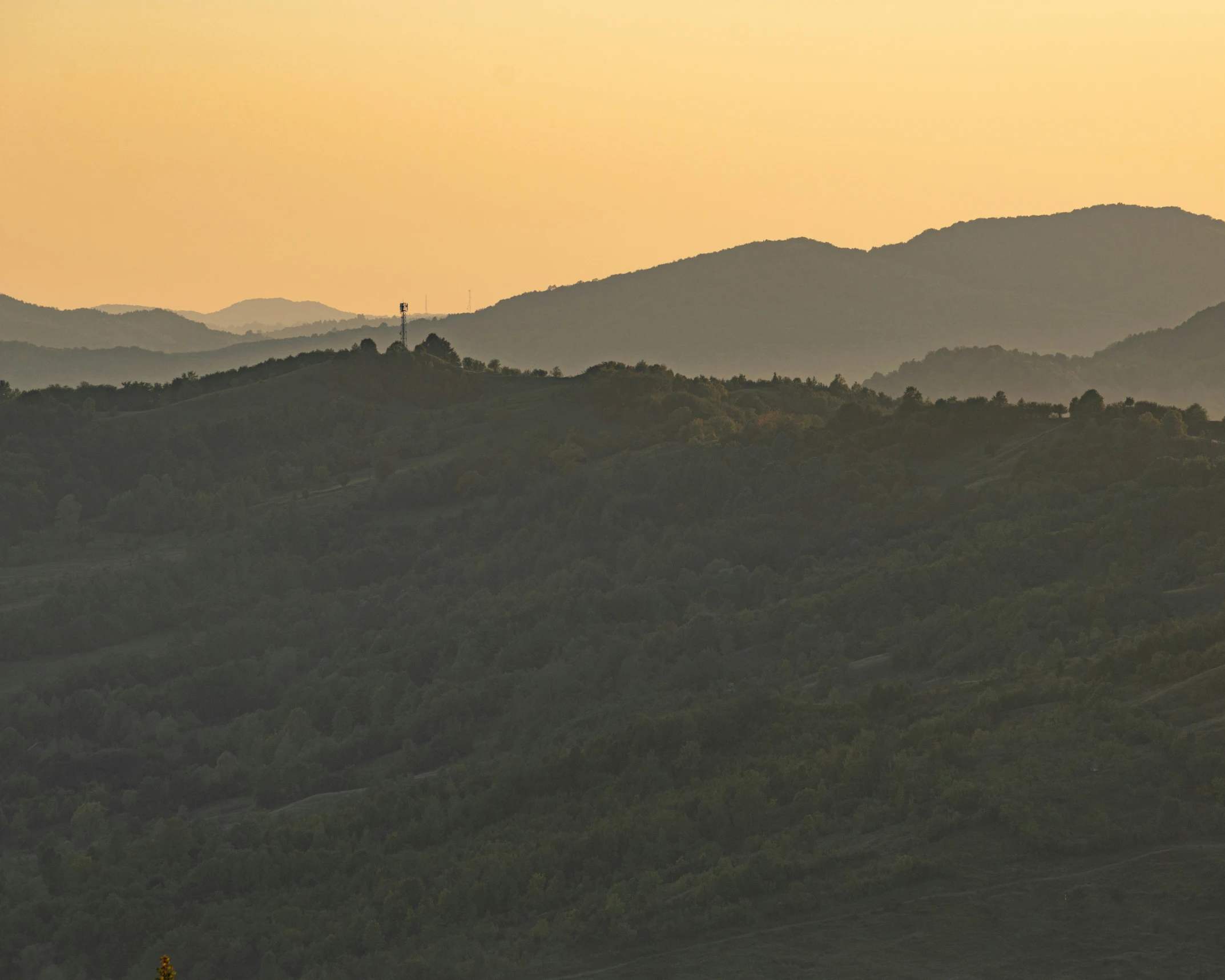 there is a mountain that has some trees in it