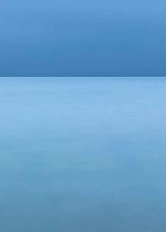 two seagulls walking along the ocean under a cloudy blue sky