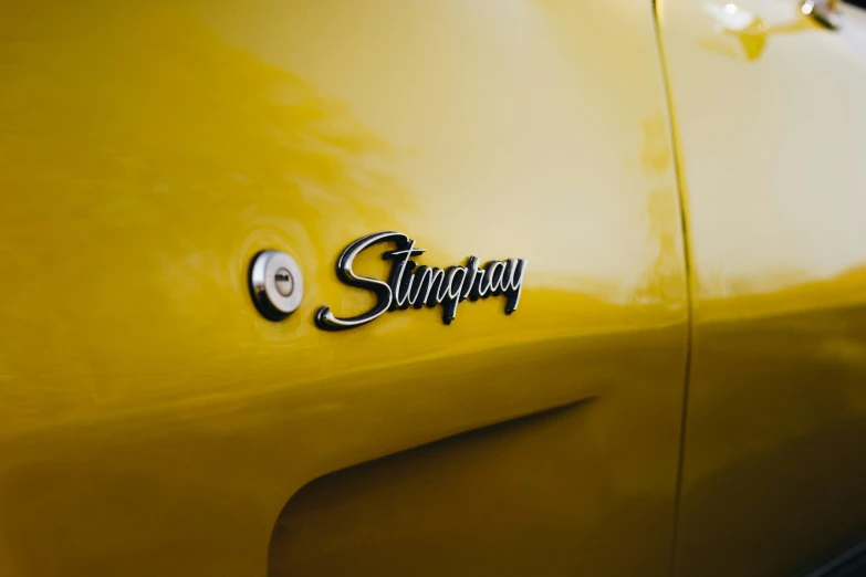 close up on the trunk emblem on a classic vehicle