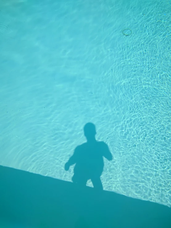 a shadow is cast on the water in a pool