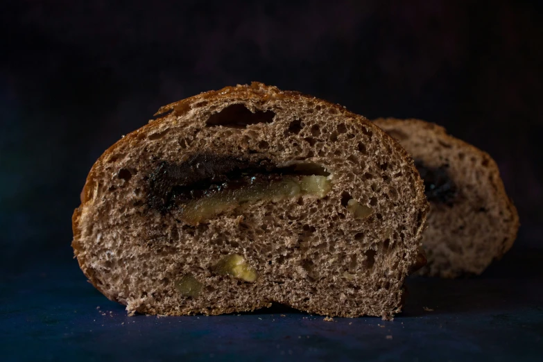 two pieces of bread that are stacked together