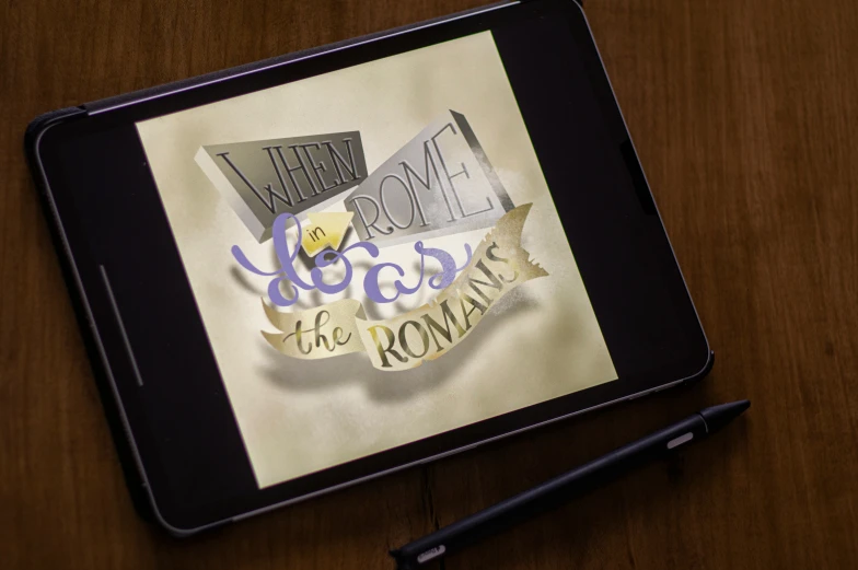 a tablet with a sign that reads welcome to the romance