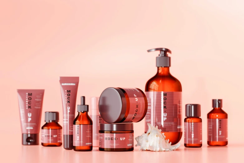 a lot of pink and orange hair care products