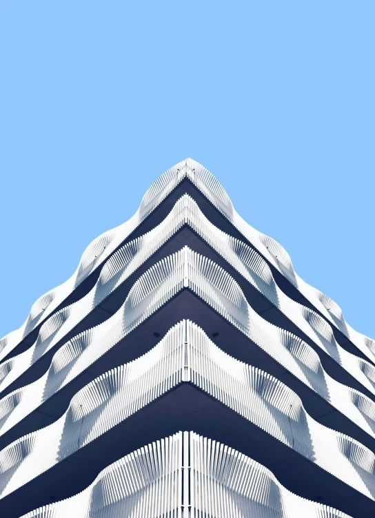 a building with several rows of lines on it