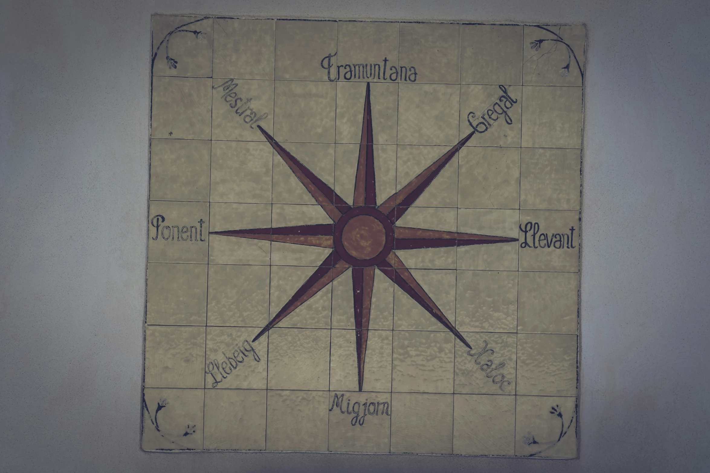 a compass is shown in the center of a piece of paper