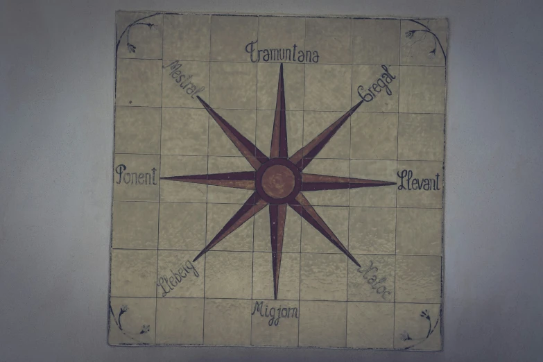 a compass is shown in the center of a piece of paper