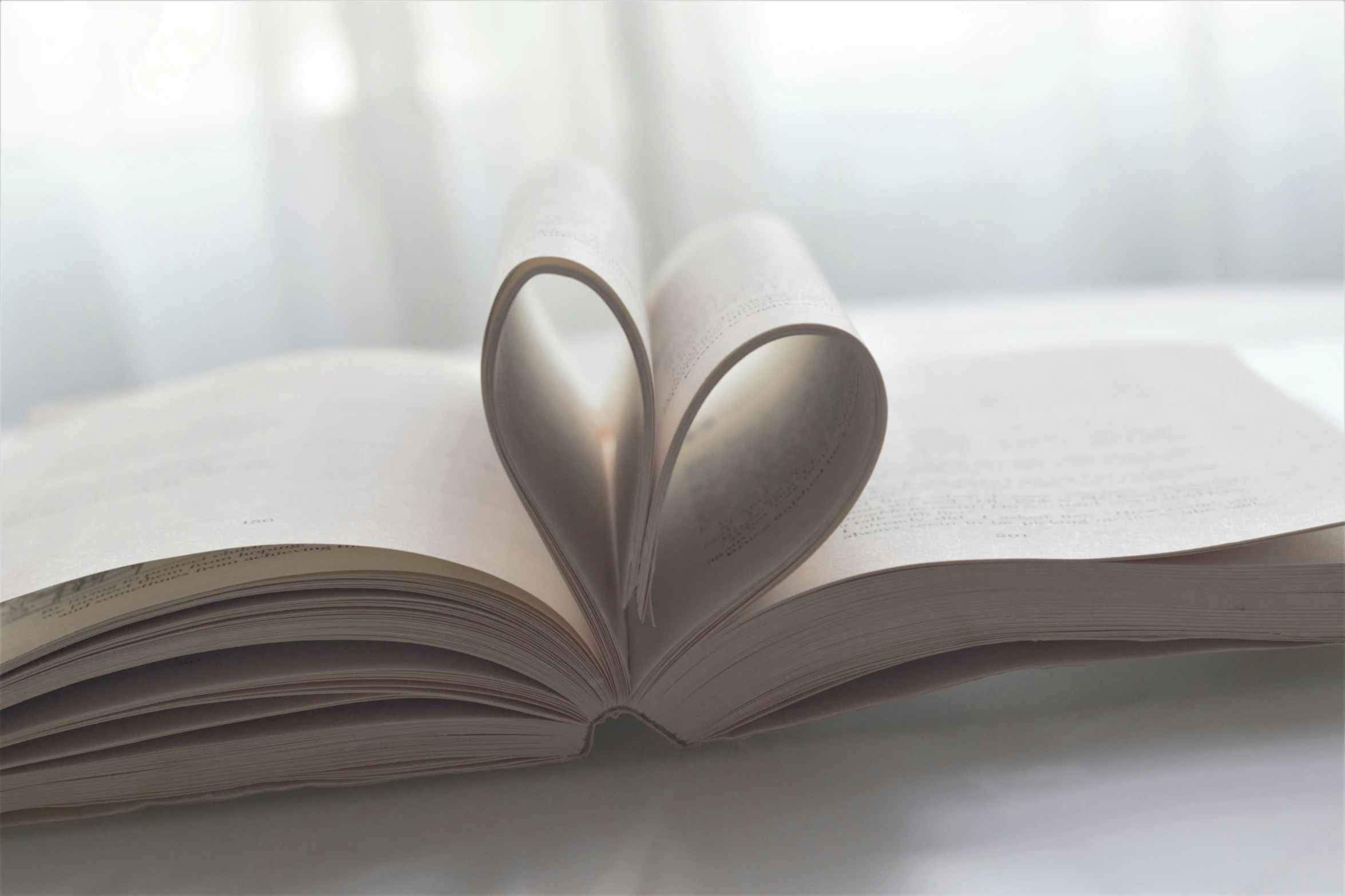 a book is open and shaped like two hearts