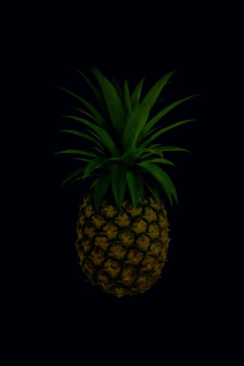 a pineapple is displayed against a black background