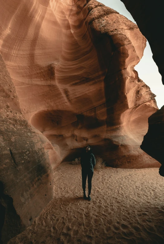 a person is standing in the middle of a desert