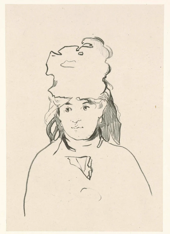 a drawing of a girl with a hat