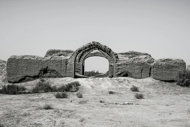 a black and white po of an abandoned building