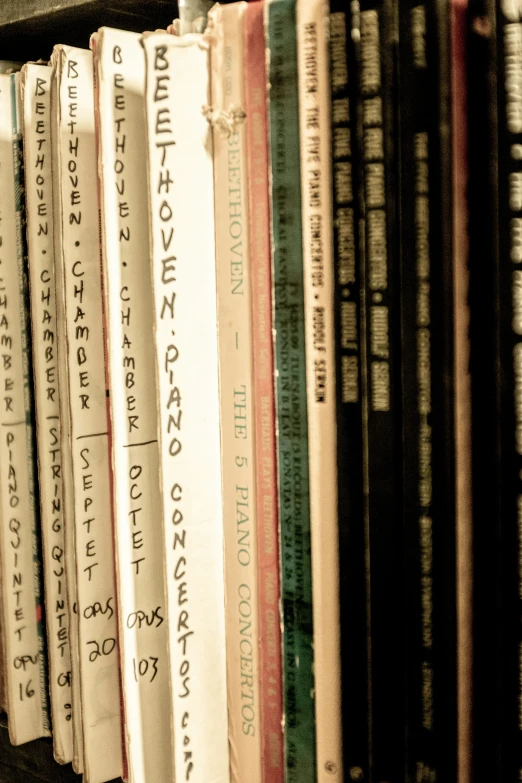 books lined up in rows in front of each other