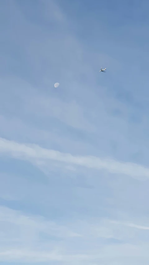two people looking at the plane as it flies above them