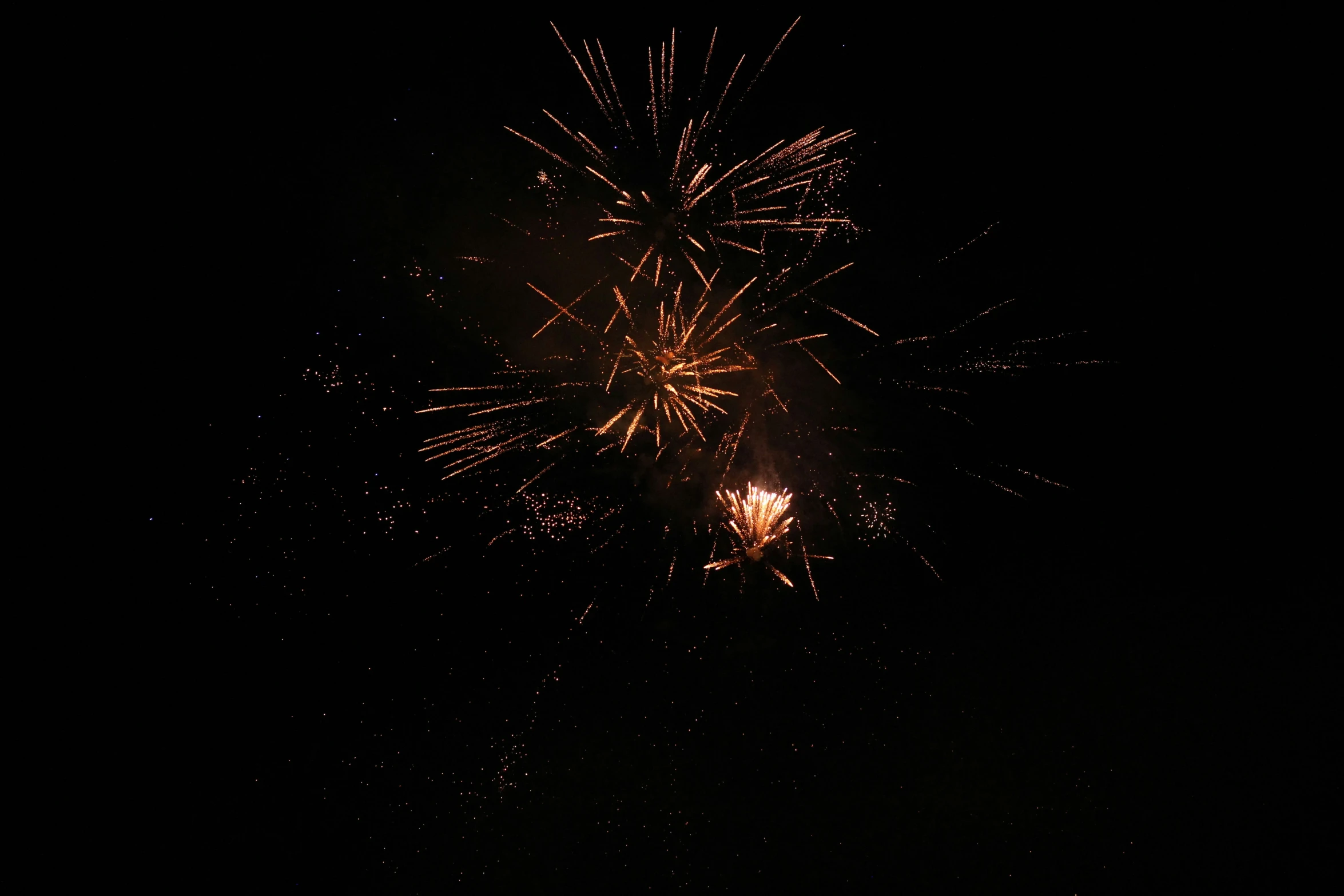 a red firework with a black background