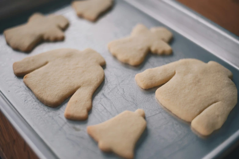 cut out cookies being prepared on a tray