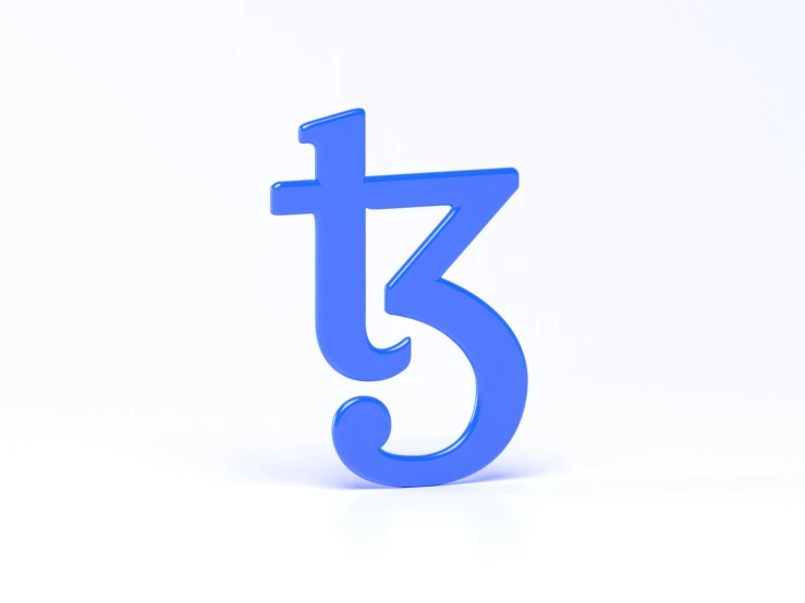 the letter t is shown in blue against a white background