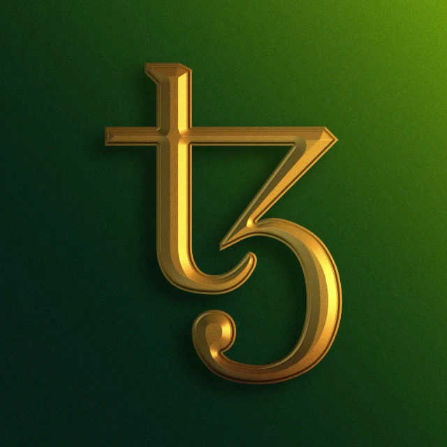 the golden font of the number five is on the green background