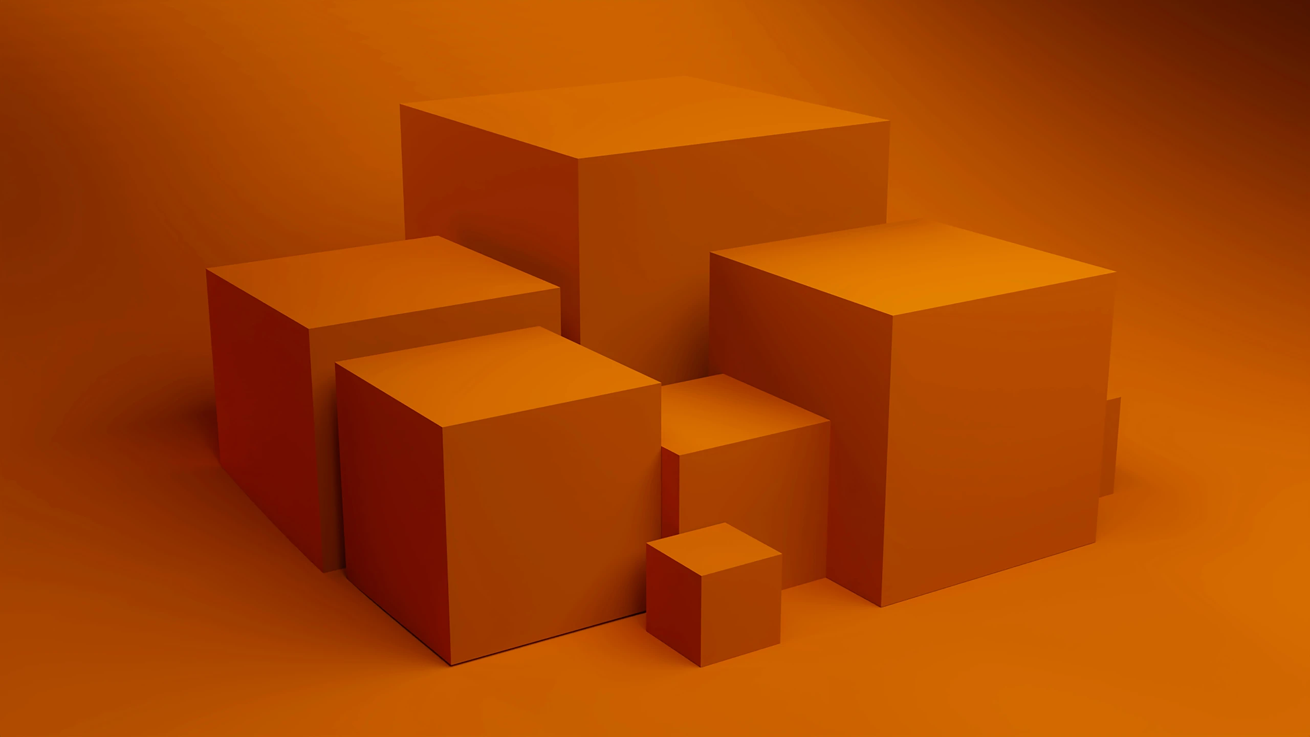 3d rendering of square boxes on an orange background