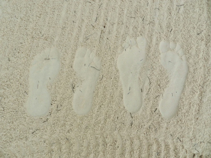 a sandy beach with footprints and footprints in the sand