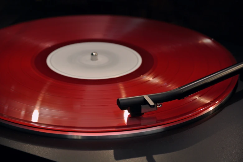 a record player is sitting at its turntable