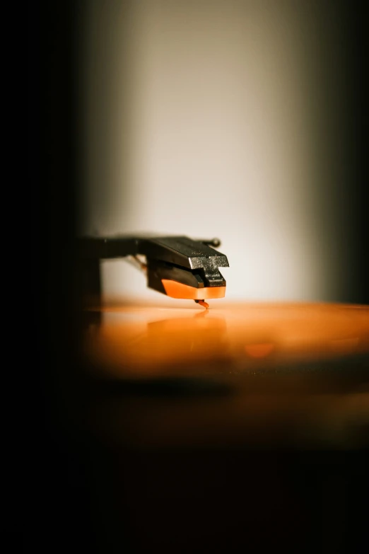 a record player with its finger on the record