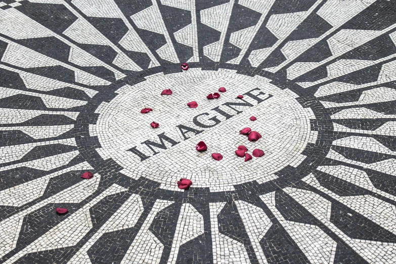 an image mosaic is pictured with rose petals