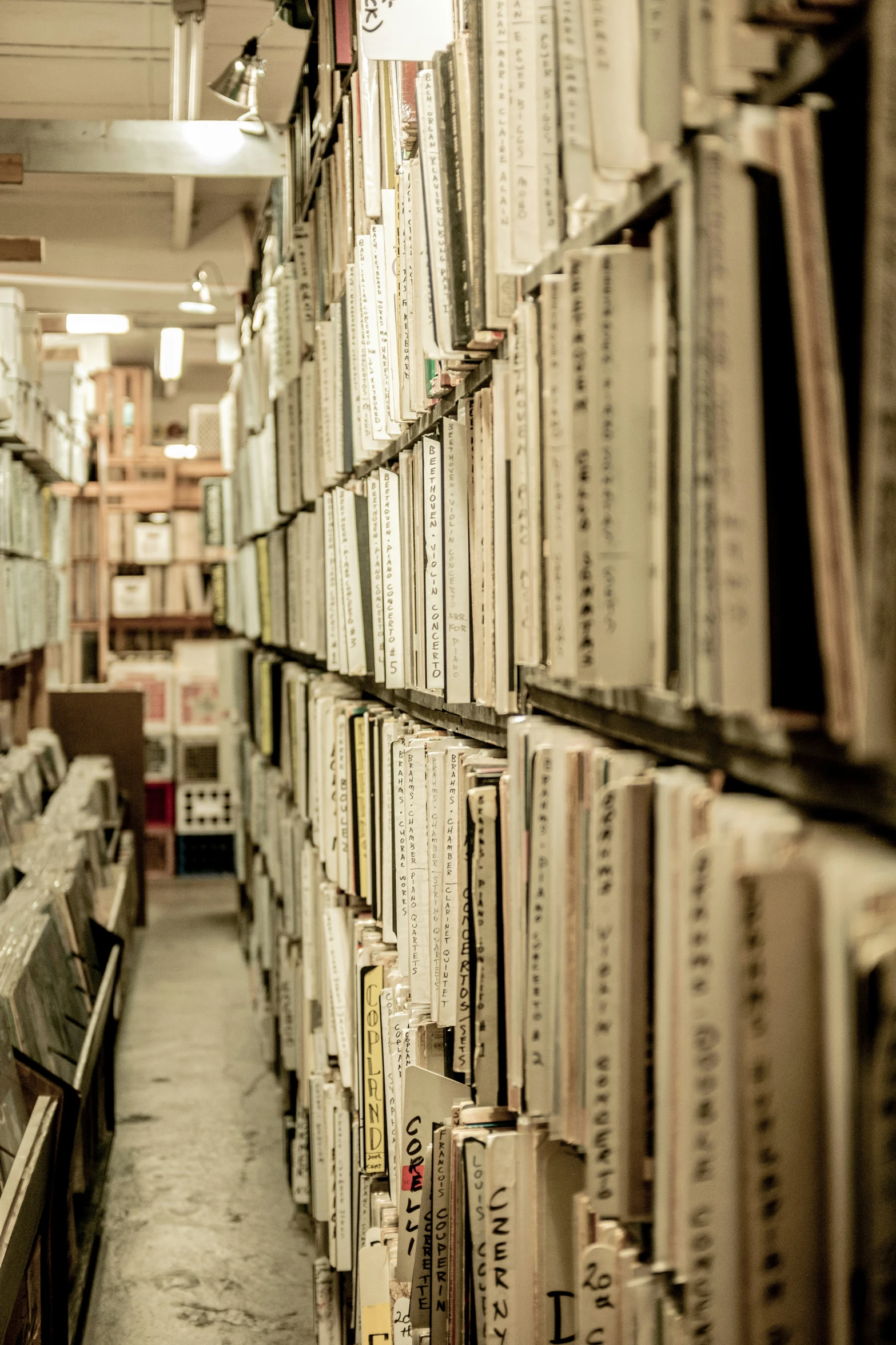 a room full of books and stacks of pamphlets