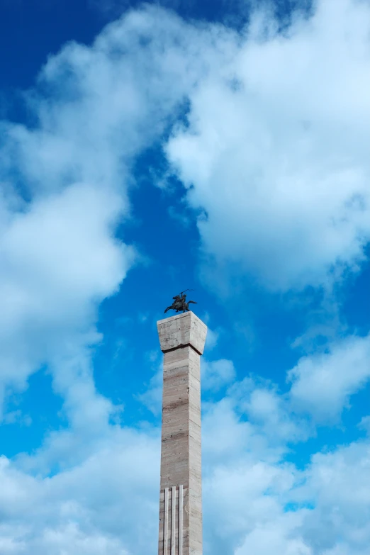 this tower has a small pigeon on top