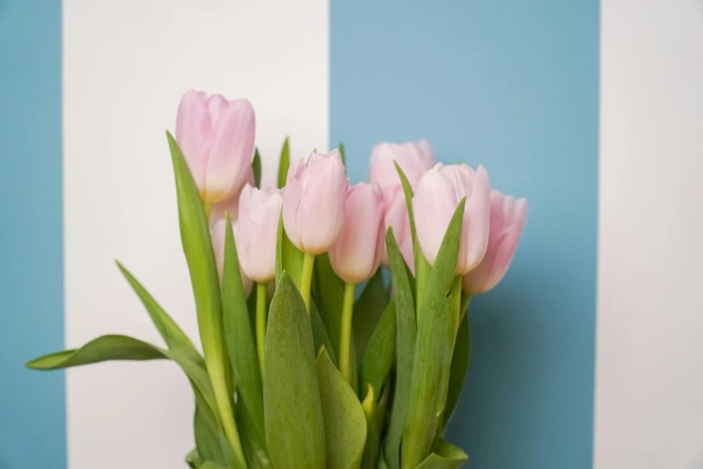 a glass vase filled with pink tulips on top of a table