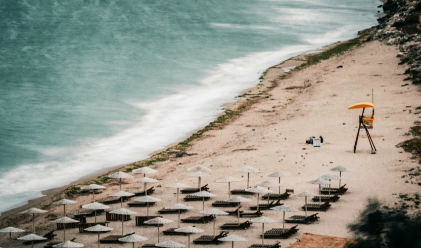 an image of an open beach scene from above