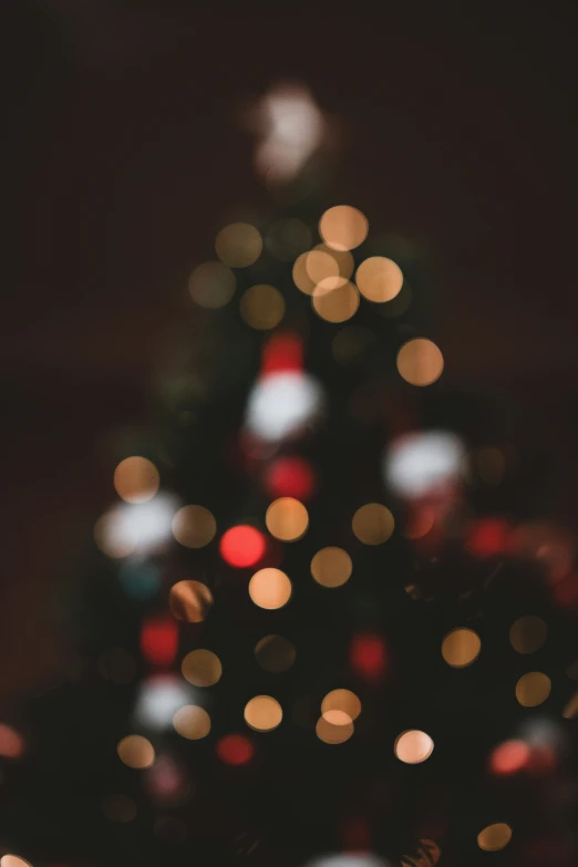 blurry s of a christmas tree with lights all over it